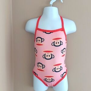 Paul Frank Julius Monkey one piece swimsuit - pink red - size 12mos